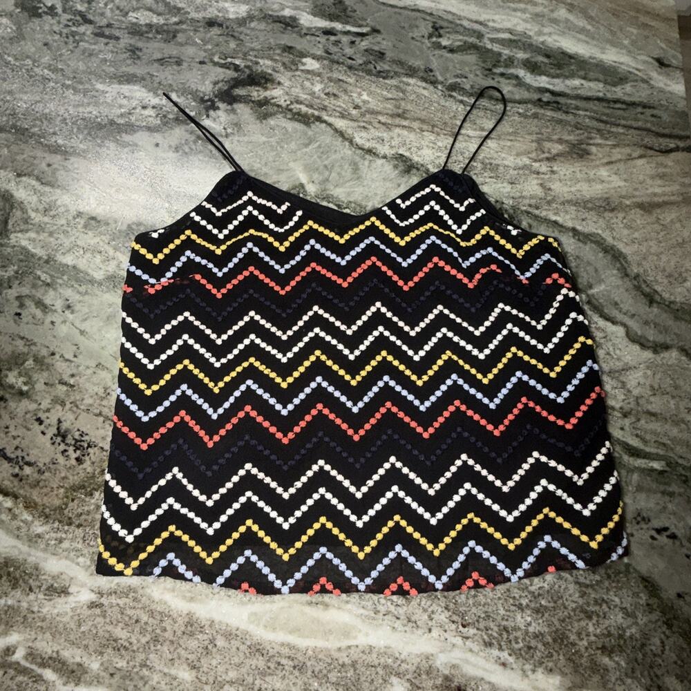 WAYF Embroidered Chevron Camisole Tank Top Navy Medium (D6)
